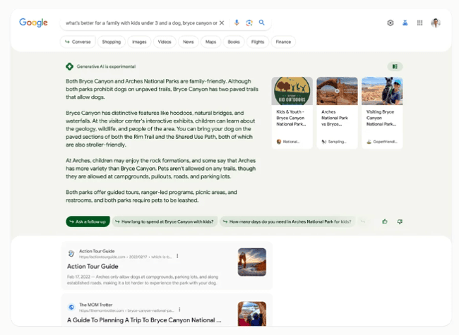 KI-generiertes Suchbeispiel von Google