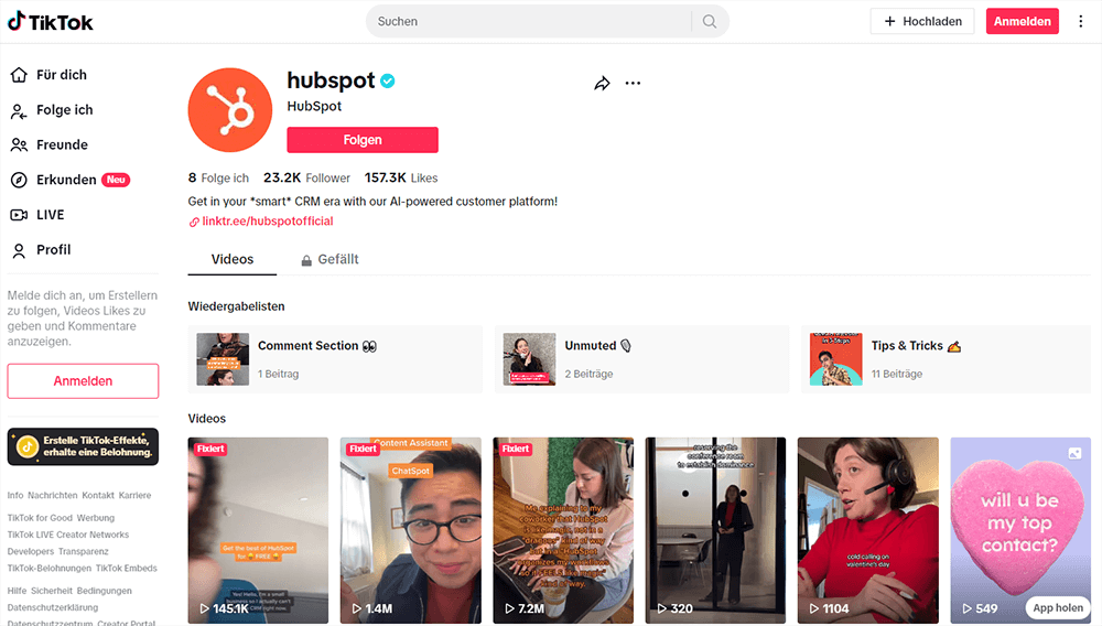 Screenshot soziales Netzwerk TikTok