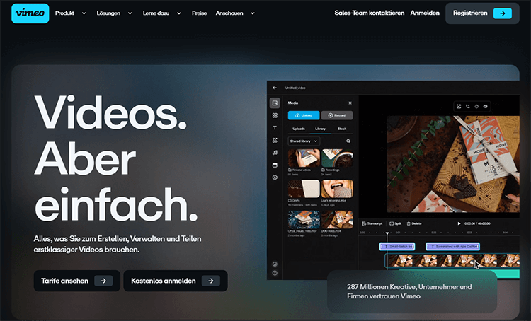 Screenshot soziales Netzwerk Vimeo