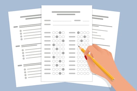 Illustration standardisierter Fragebogen wird ausgefüllt