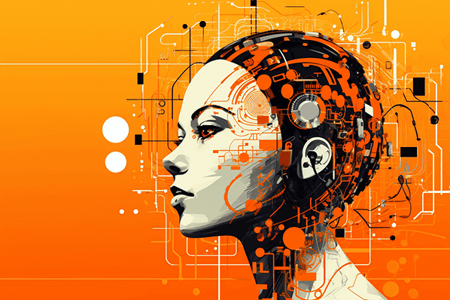 Futuristisch aussehende Gestalt symbolisiert die Entwicklung von KI
