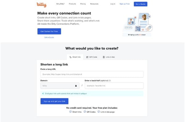 Screenshot des URL Shortener bit.ly 