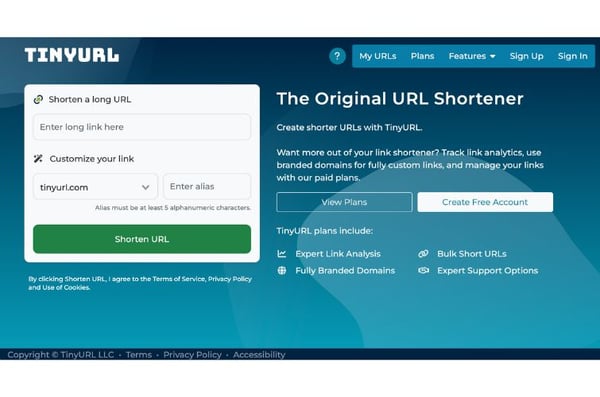 Screenshot des URL Shortener tinyurl