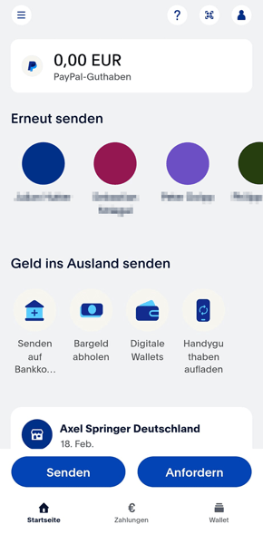 Screenshot UX-Design-Beispiel Paypal