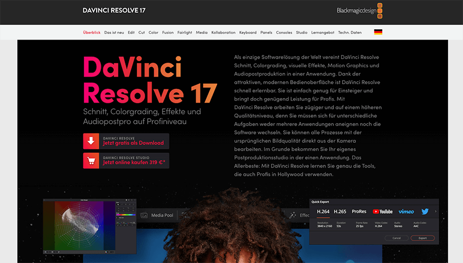 Videobearbeitungsprogramm DaVinci Resolve