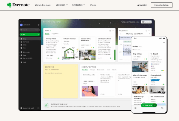 Visitenkartenscanner-App Evernote