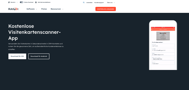 Visitenkartenscanner-App HubSpot