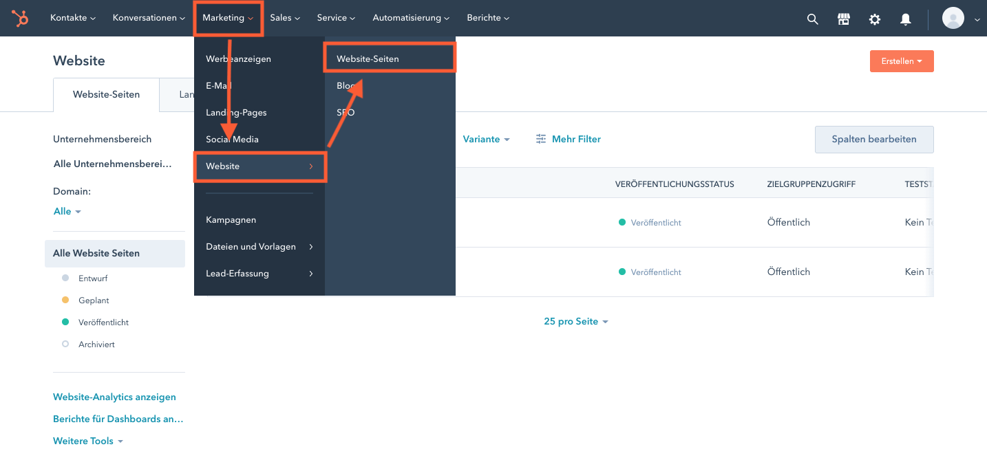 Website erstellen mit Hubspot CMS - Schritt 8