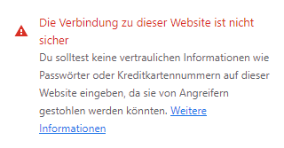 Google Warnhinweis, dass Website nicht sicher ist