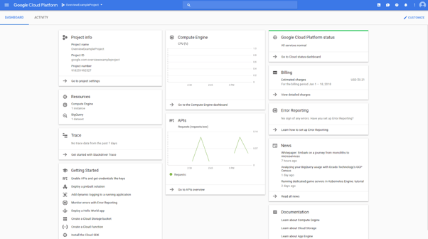 Screenshot Google Cloud Platform