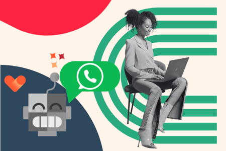Person erstellt Chatbot am Laptop