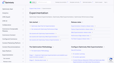 Screenshot der Wissensdatenbank von Optimizely