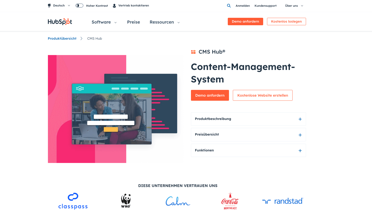 Screenshot WordPress-Alternative HubSpot