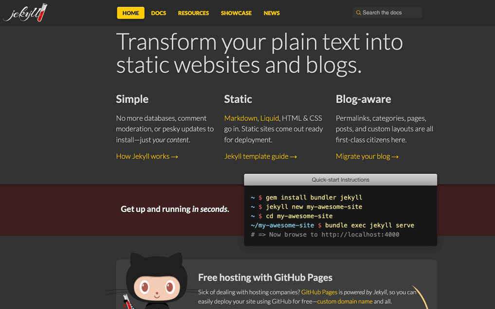 Screenshot WordPress-Alternative Jekyll