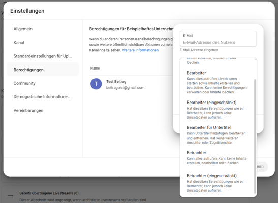 Screenshot der Einstellungen um weitere Mitarbeiter hinzuzufuegen