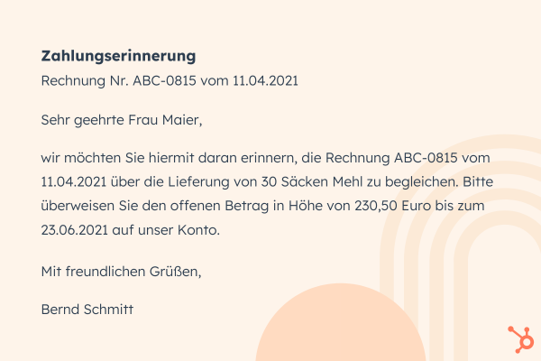 Einfache Vorlage einer Zahlungserinnerung