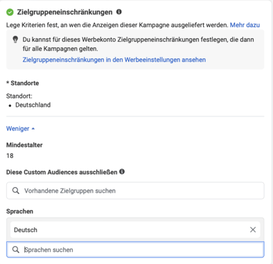 zielgruppeneinschränkungen