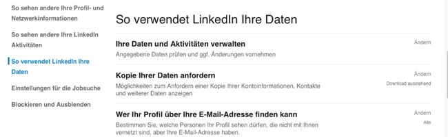 LinkedIn-Kontakte exportieren so verwendet linkedin ihre daten