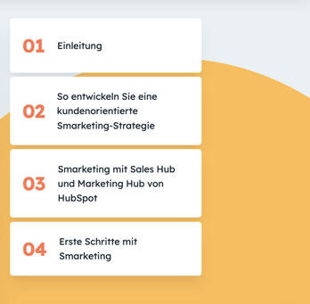 Inhaltsvorschau: Einleitung, Entwicklung der Smarketing-Strategie, Smarketing mit Marketing und Sales Hub, Erste Schritte mit Smarketing