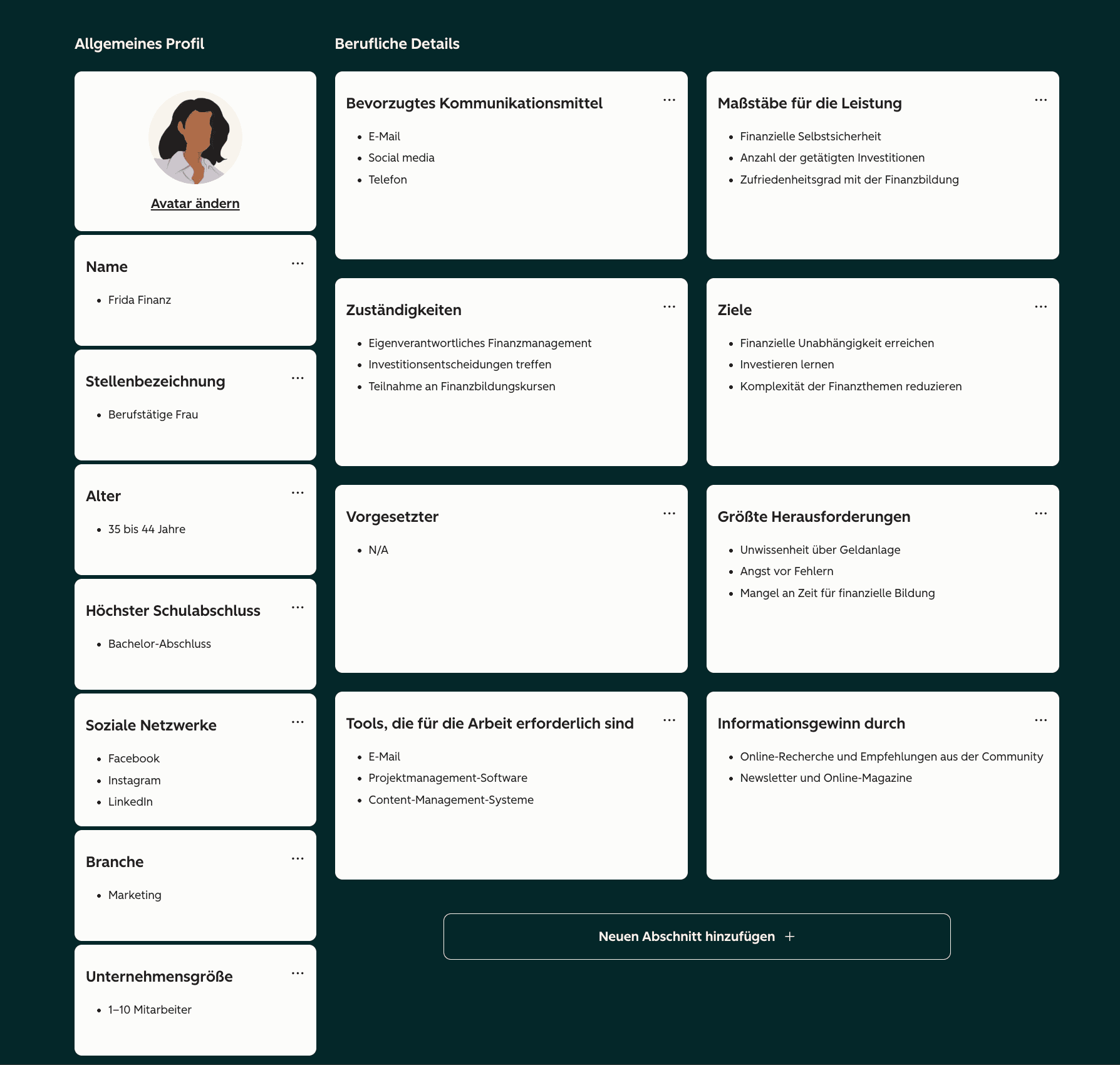 KI-Persona-Generator: Ergebnis