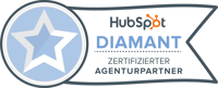 Banner für die Diamant-Stufe des HubSpot-Partnerprogramms