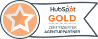 Banner für die Gold-Stufe des HubSpot-Partnerprogramms