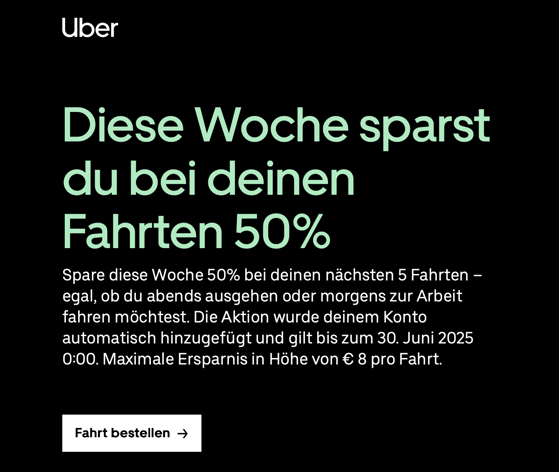 Screenshot einer Mail von Uber