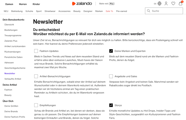 Screenshot Zalando