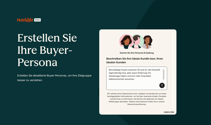 Screenshot des Make My Persona Tool von HubSpot