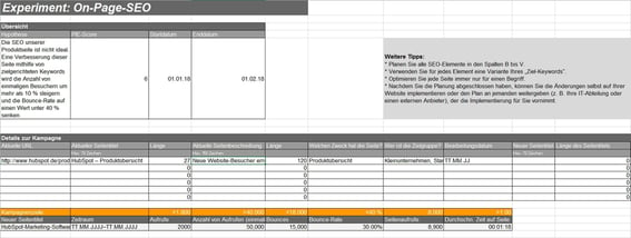 HubSpot - Marketingexperiment-Vorlagen - Beispielbild 2