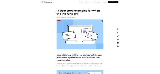 Get free user story templates from the Justinmind blog 