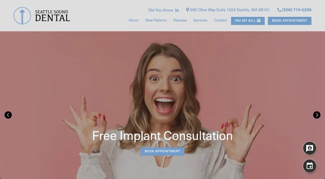 Get inspiration from the Seattle Sound Dental website for your own dental website needs