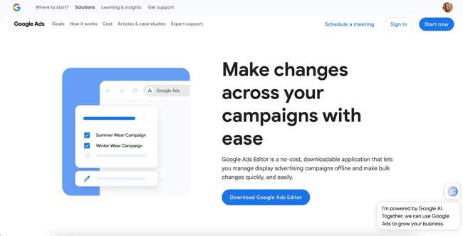 Google Ads Editor PPC tool screenshot