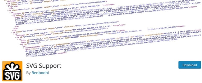 download page for the wordpress media management plugin svg support