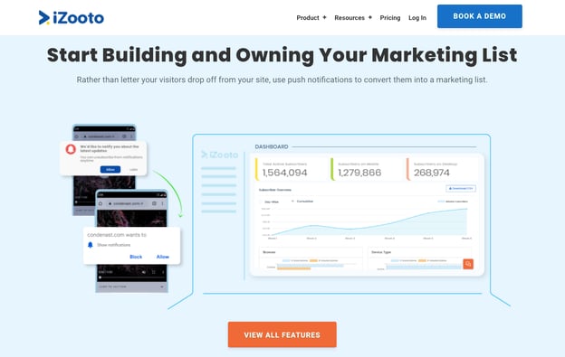 top push notification services: izooto