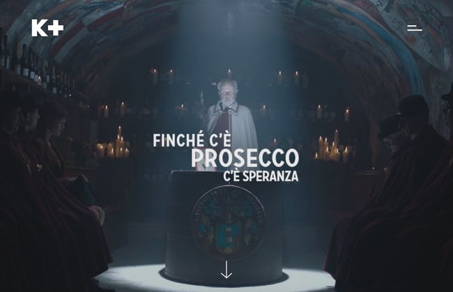 website with background image: K+ uses background images with details that draw focus to text at the center