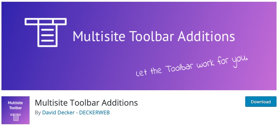 product page for the wordpress multisite plugin Multisite Toolbar Additions