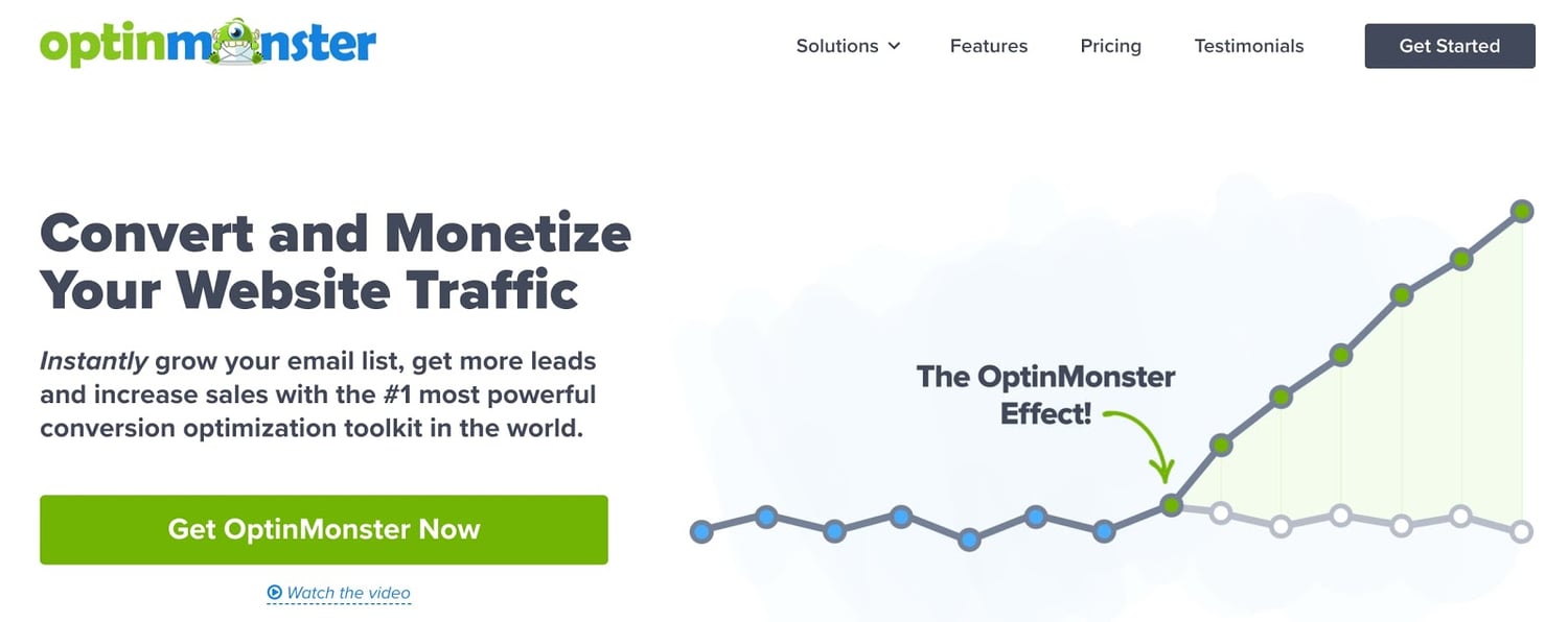 product page for the wordpress multisite plugin Optinmonster