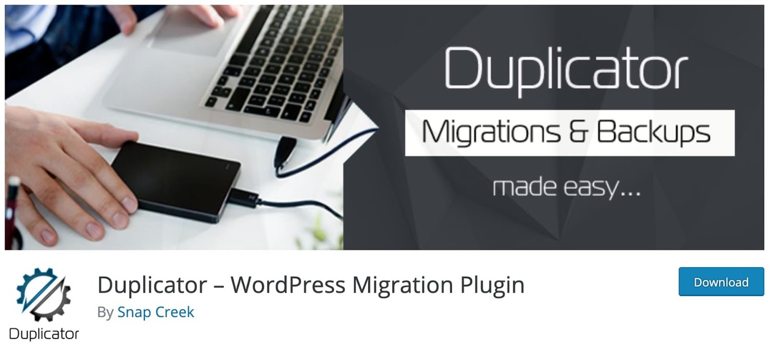 product page for the wordpress multisite plugin Duplicator