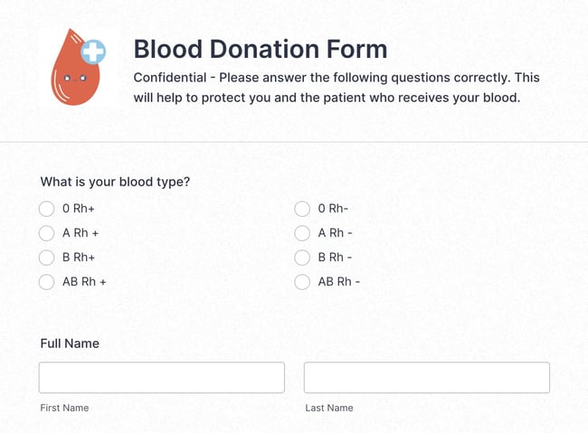 screenshot of an application form template from jotform