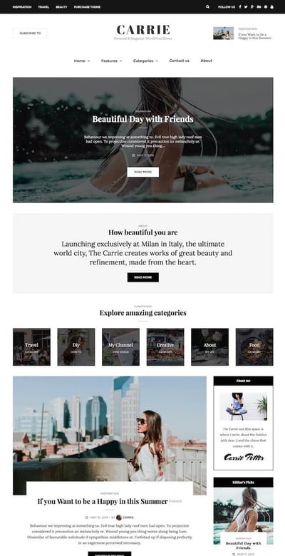Best WordPress Instagram Theme Carrie