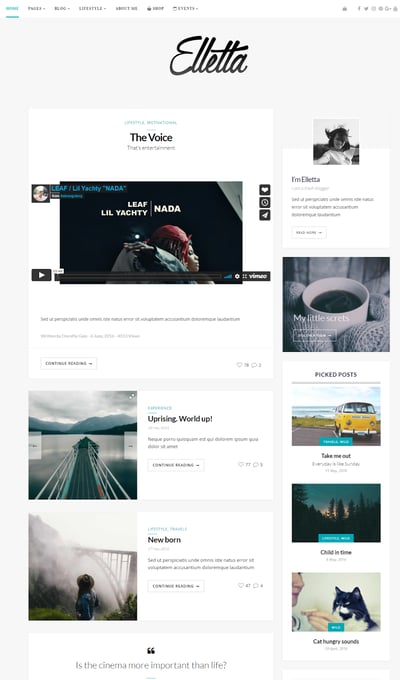 Best WordPress Instagram Themes Elletta