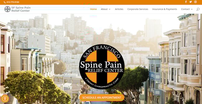 chiropractor website, spine pain
