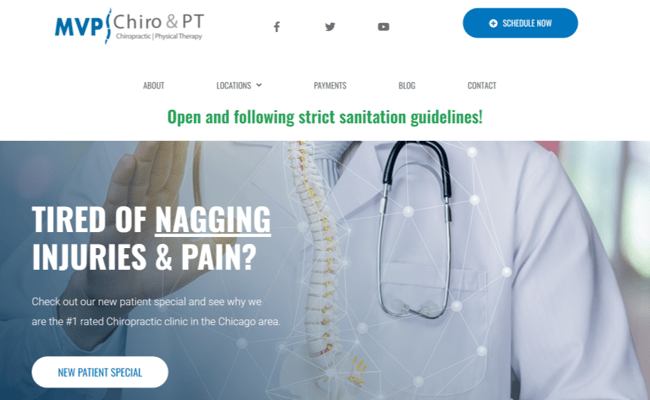 chiropractor website, mvp chiro
