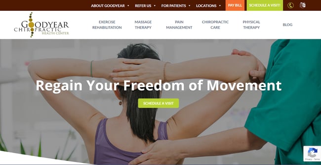 chiropractor website, good year