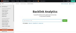 SEMrush backlink analysis tool
