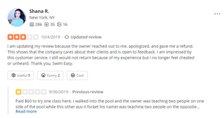 Yelp reviews indicating negative net promoter score