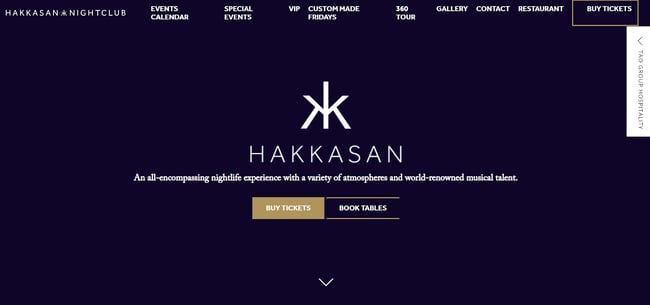 night club website design: hakkassan