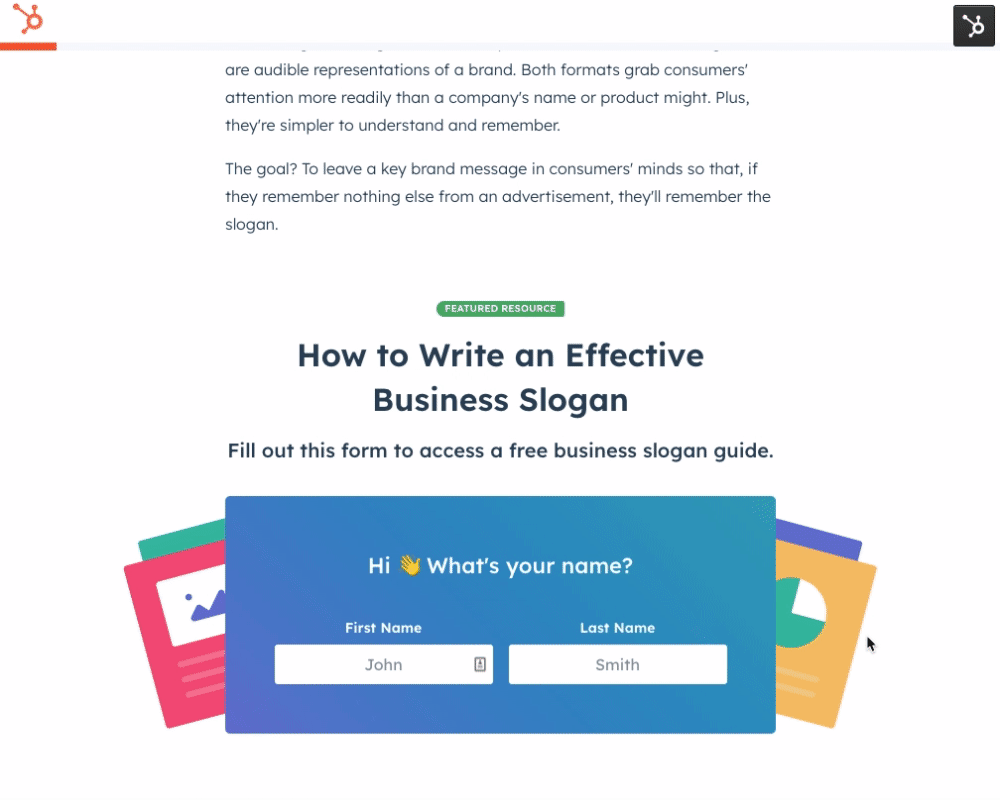 type of pop-up form: on-click pop ups