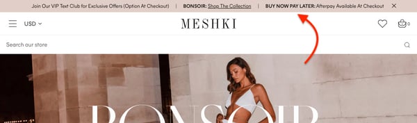 types of pop up forms: top banners
